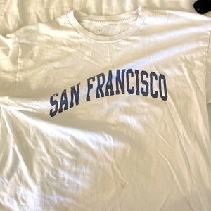 Brandy Melville white long sleeve cropped shirt San Francisco